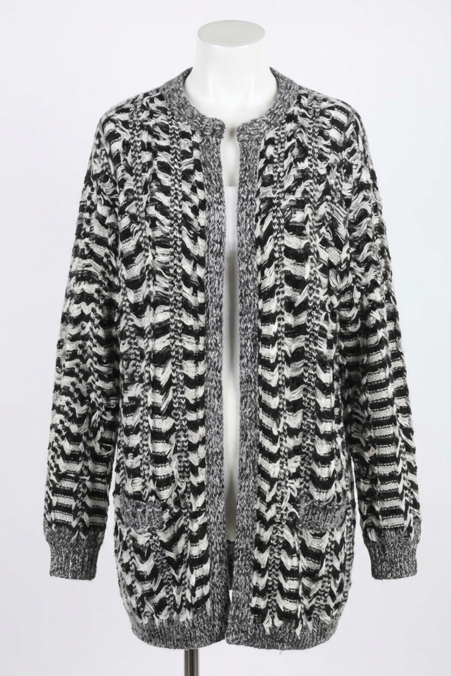 NEW ENDLESS ROSE fringe cardigan sweater in black, white